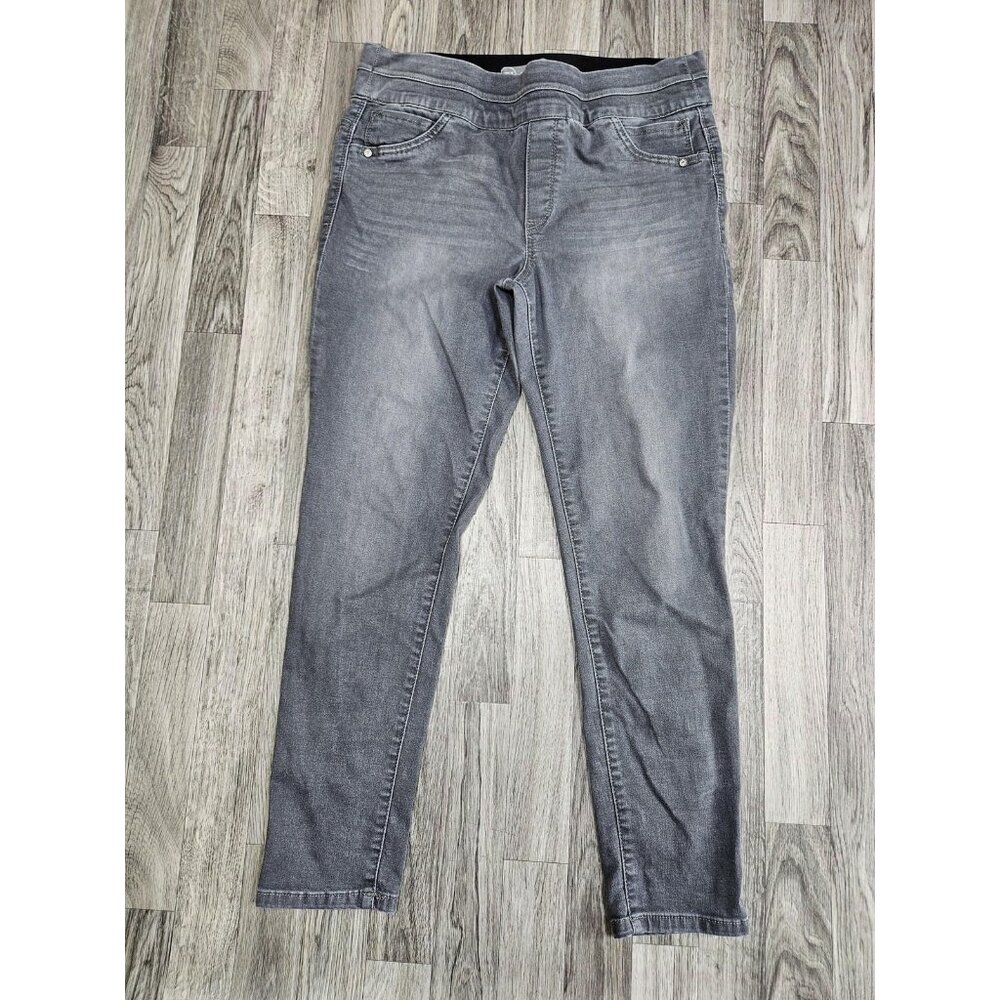 Wit & Wisdom Jeans Womens 10 Gray Wash Stretch Denim Skinny Jeggings Pull On